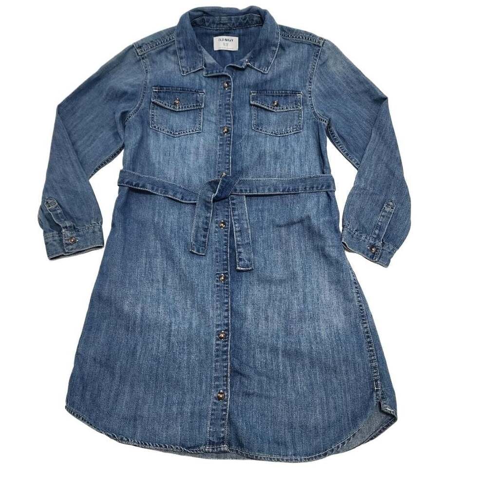 Old Navy Girl's Plus Size XL(12) Long Sleeve Denim Button-Front Shirt Dress